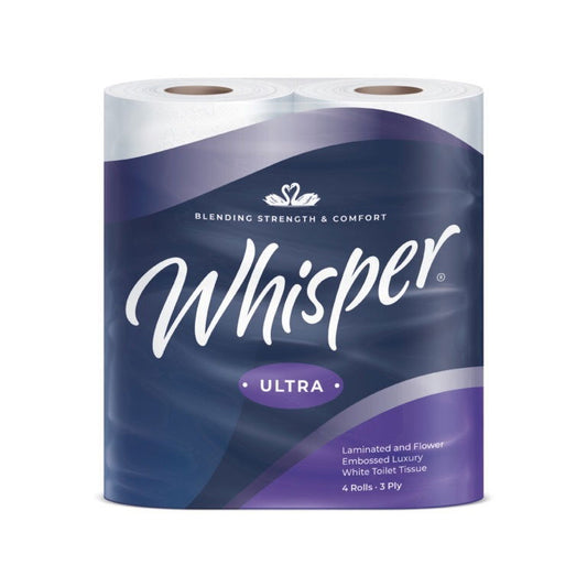 Whisper Ultra Toilet Rolls - 3 Ply - Case of 40